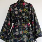 Indian Handmade Women Dressing Gown Paradise Print Long Bath Robe Cotton Kimono