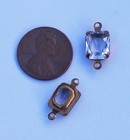 Vintage 4 Crystal Clear Glass Unfoiled Octagon Connector Bead Beads     10x8mm 