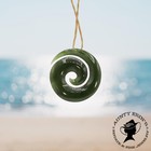 New Zealand Green Jade Koru Fern Pendant With Adjustable Hemp Cord  1030-03 