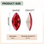 30pcs 6x12mm Horse Eye Shape Rhinestone Glass Point Back Bead Red