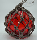 Vintage Glass Fishing Float In  Red Amber