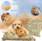 2 Pcs Rabbit Grass Mats - Natural Hay Woven Bunny Rabbit Bad Cage Mats Pet Beddi