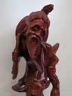    antique    Oriental Asian Hand Carved Wooden Man W  Fish   Basket Vintage Statue