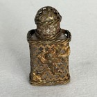 Vintage Ormolu Filigree Perfume Bottle Glass Dipper Mini Art Deco Regency Cherub