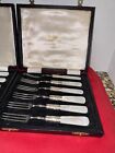 English Silver Plate Mother Of Pearl Two Box Set Six Cocktail Forks   Knives