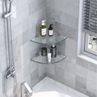 Bathroom Corner Organizer Shelves Shower Caddy Glass Shelf Wall Mount Set Of 2