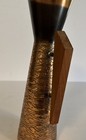Vtg Mid Century Modern Danish Etched Copper Vase W teak Handle 10    Tall  read