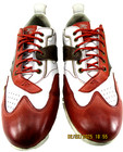 Dragon Beard Men Leather Shoes Sneakers Wing Tip Brown White Red Size 10