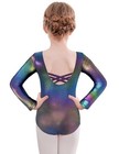  Team Basic Leotards For Girls Long Sleeve 6-7 Years Sparkle Colorful Black