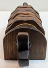 Vintage Wooden Coaster Caddy Set With 8 Cork   Wood Coasters