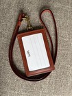 Coach Khaki toffee Signature C Leather canvas Lanyard Id Card Holder W008