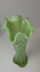Vintage Beautiful Green Glass Pedestal Vase 17  Tall