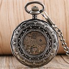 Steampunk Retro Vintage Open Face Mechanical Pocket Watch Roman Numerals Dial