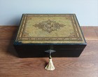 Antique Sewing Box With Key  Original Interior And Contents  1930s  Wooden Box 