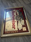 Vtg Budweiser King Of Beers Genuine Anheuser-busch Hanging Bar Mirror Beer Sign