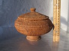 Beautiful Vintage Hand Woven Rattan Lidded Basket 6   