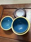 Cloisonne Blue Enamel Floral Design Trinket Jar Dome Shape Bowl With Stand