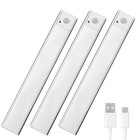 3-pack Led Under Cabinet Lamp  Rechargeable Motion Sensor  3 Color Dimmable