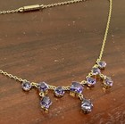 Antique Victorian 9c 9k Solid Gold Station Necklace W  Amethysts  16      Unmarked