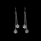 Flower Charm Dangle Earrings - 925 Sterling Silver Plated Huggie Hoop Closures