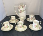 Antique Nippon Hand Painted Coffee tea Set - 6 Cups   5 Saucers  M Mark