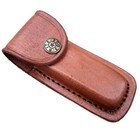 New Folding Pocket Knife Sheath 4  Brown Genuine Leather Belt Case