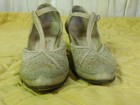 Antique 1920 s Shuecraft Beige W  Floral Design Button Up Shoes