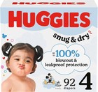 Huggies Size 4 Diapers  Snug   Dry Baby Diapers  Size 4 22-37 Lbs  92 Count     