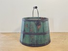 Antique Shaker Wooden Original Green Paint Kerosene Bucket Diamond Swing Handle