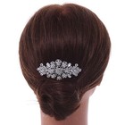 Bridal  Wedding  Prom  Party Silver Tone Clear Austrian Crystal Floral Side