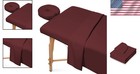 Massage Table Sheet Set Microfiber Fitted Flat Cover Face Cradle Burgundy