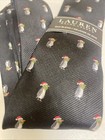 Lauren Ralph Lauren Boys Silk Blend Neck Tie Black Penguins Nwt