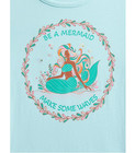 Wonder Nation Embroidered Mermaid Graphic Tee Large 10-12 Aqua Geyser  scnw214 