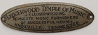 Antique 1922 Ledgerwood Temple Of Music Dealer Nameplate Knoxville Tn  19986