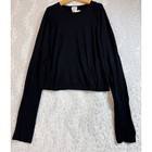 Athleta Girl Power Up Sport Length Top Black Long Sleeve Seamless Stretch Kid 14