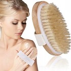 Premium Natural Bristle Wooden Bath Shower Body Back Dry Skin Brush Spa Scrubber