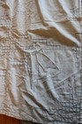 Vintage Large White Cotton Tablecloth With Cutwork Blocks Lines With Blue Thread