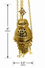 Ornate Brass Hanging Censer Thurible Incense Burner With Dangling Crosses Design