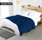 Navy Fleece Blanket Queen Size Lightweight Fuzzy Soft Anti-static Microfiber    