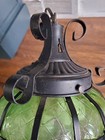 Vintage Green Caged Glass Swag Hanging Pendant Light Fixture Hardwired 