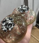 Vintage Mcm Mid Century Modern Pair Lucite Silver Flake Glitter Candle Holders 
