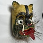 Vtg  Jaguar Dance Mexican Mask Tecuani Large 15   x20    Handmade Glass Eyes Tusks