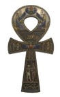 16  Egyptian Ankh Wall Sculpture Plaque - Cold Cast Resin Bronze Finish Art Deco