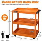 3-shelf Rolling Mechanic Tool Cart 400lbs Heavy Duty Steel Workshop Trolley Bins