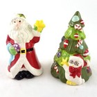 Fitz Floyd Christmas Holiday Salt Pepper Shaker Set Santa Claus Christmas Tree