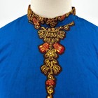 Vintage 70s 80s Bou Boudina Blue Ornate 100  Cotton Tribal Dress