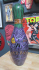 Shrunken Head Bowling Pin   Hand Painted   Original Art   Tiki   Tiki Bar Decor