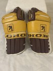 Vintage Koho 650 Senior Men   s 14    Ice Hockey Gloves Yellow brown Leather