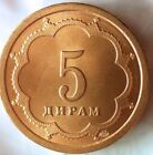 2001 Tajikistan 5 Diram - Au unc - Super Hard To Get - Free Shipping - Bin  jjj