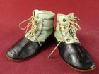 Antique Edwardian Two Tone Leather High Top Baby Shoes Small Size Nice For Dolls